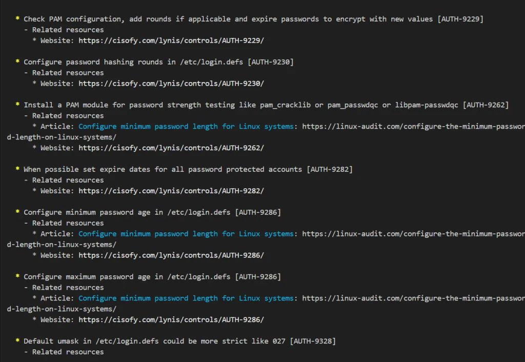 Lynis tool for security audit