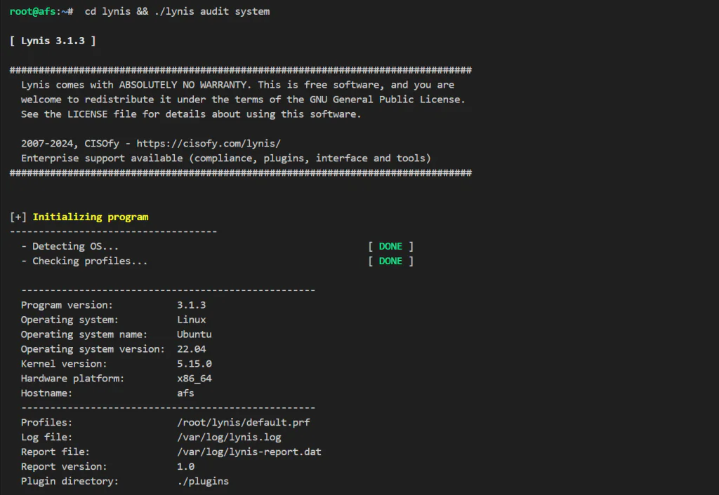 Security audit server using Lynis
