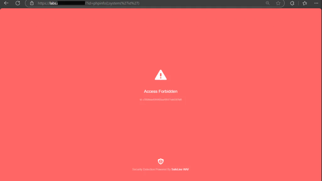 Safeline WAF Melindungi Website Forbidden