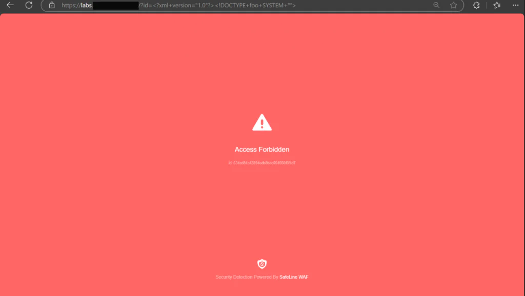 Safeline WAF Melindungi Website Forbidden