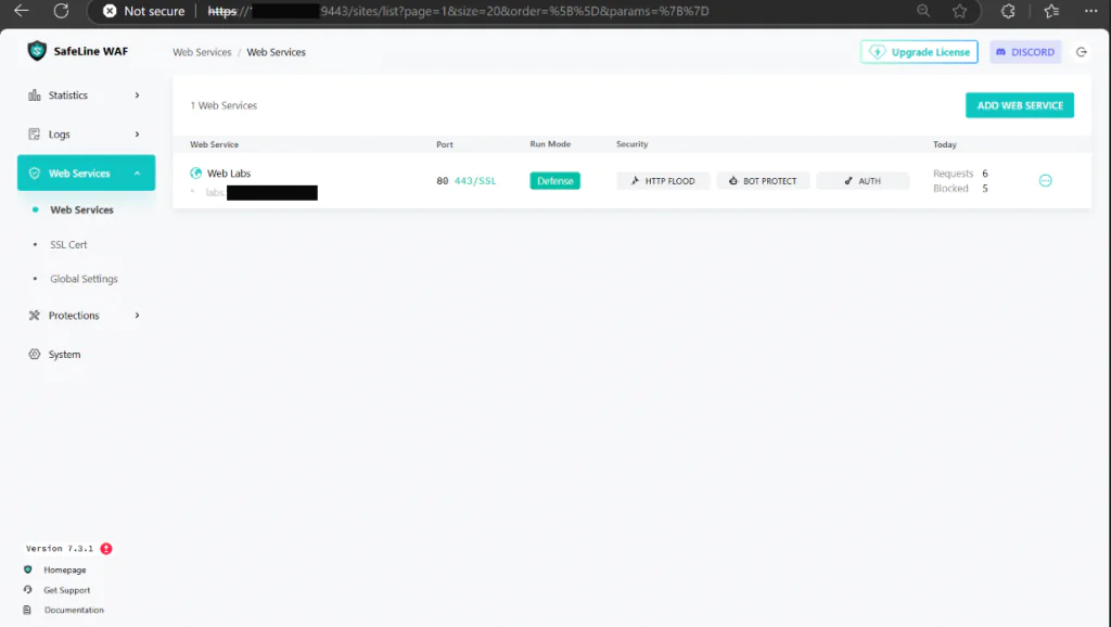 Safeline WAF Melindungi Website Deny