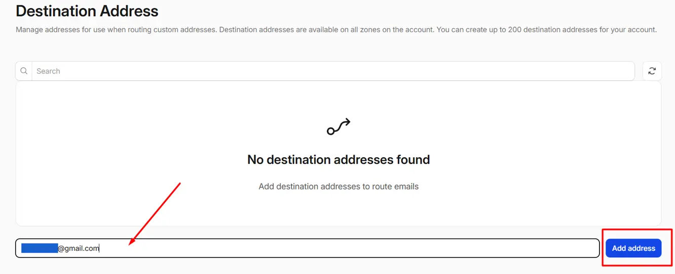 email routing Cloudflare destination