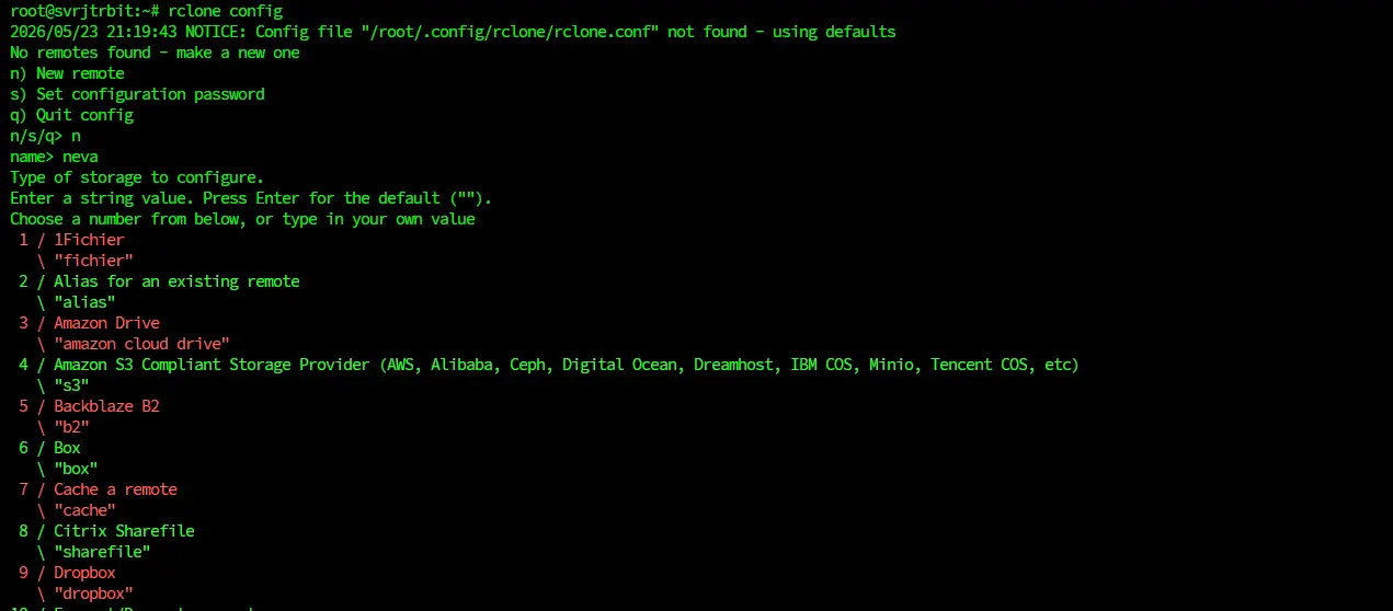 konfigurasi rclone untuk backup S3 WordPress